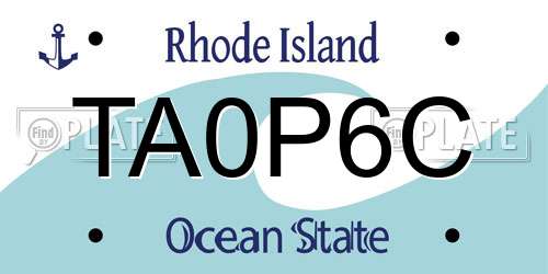 TA0P6C Rhode Island License Plate