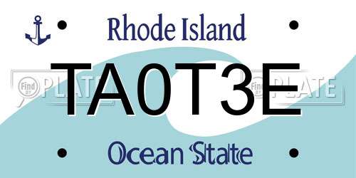 TA0T3E Rhode Island License Plate