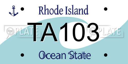 TA103 Rhode Island License Plate