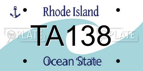TA138 Rhode Island License Plate