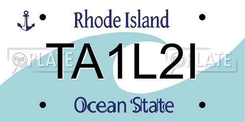 TA1L2I Rhode Island License Plate