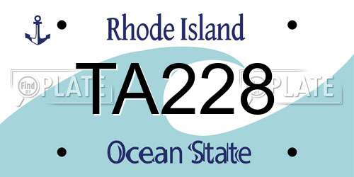 TA228 Rhode Island License Plate