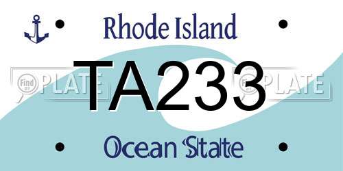 TA233 Rhode Island License Plate