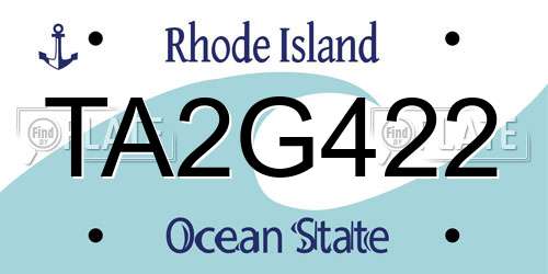 TA2G422 Rhode Island License Plate