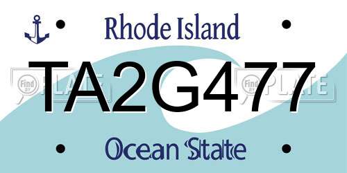 TA2G477 Rhode Island License Plate