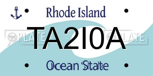 TA2I0A Rhode Island License Plate