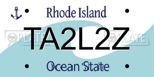 TA2L2Z Rhode Island License Plate