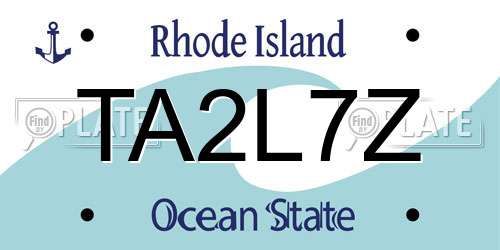 TA2L7Z Rhode Island License Plate