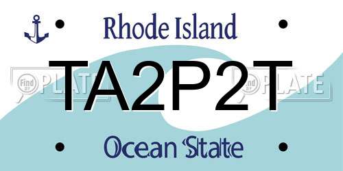 TA2P2T Rhode Island License Plate