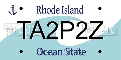 TA2P2Z Rhode Island License Plate