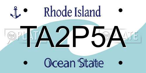 TA2P5A Rhode Island License Plate