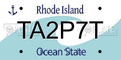 TA2P7T Rhode Island License Plate