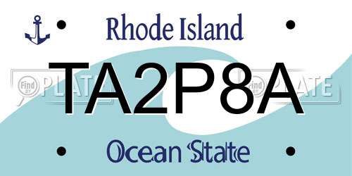 TA2P8A Rhode Island License Plate