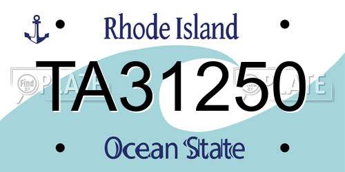 TA31250 Rhode Island License Plate