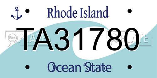 TA31780 Rhode Island License Plate