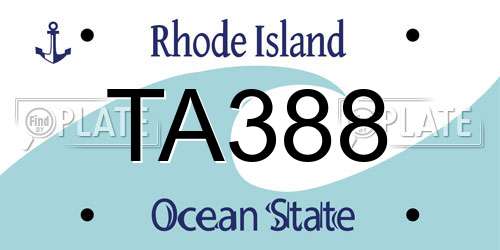 TA388 Rhode Island License Plate