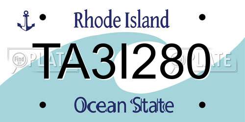 TA3I280 Rhode Island License Plate