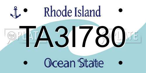 TA3I780 Rhode Island License Plate