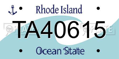 TA40615 Rhode Island License Plate