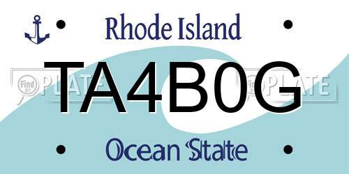 TA4B0G Rhode Island License Plate