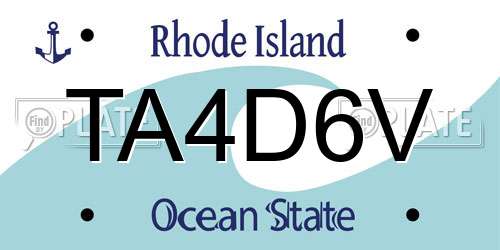 TA4D6V Rhode Island License Plate