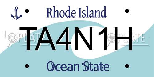 TA4N1H Rhode Island License Plate