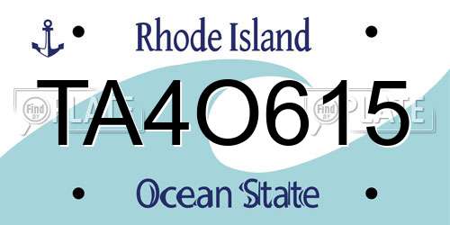 TA4O615 Rhode Island License Plate