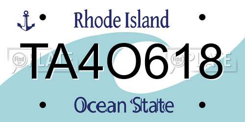 TA4O618 Rhode Island License Plate