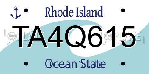 TA4Q615 Rhode Island License Plate
