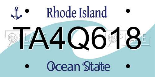 TA4Q618 Rhode Island License Plate