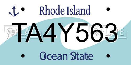 TA4Y563 Rhode Island License Plate