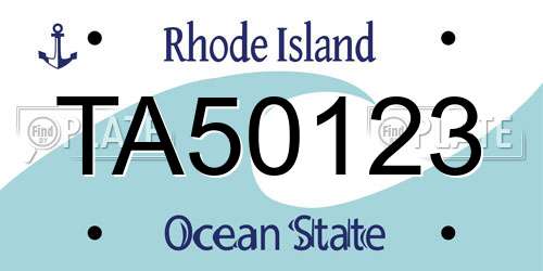 TA50123 Rhode Island License Plate