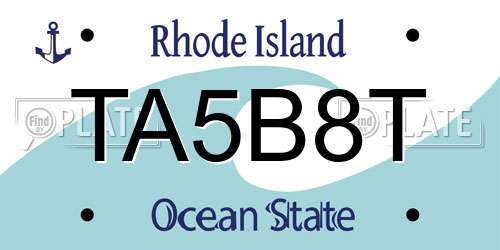 TA5B8T Rhode Island License Plate