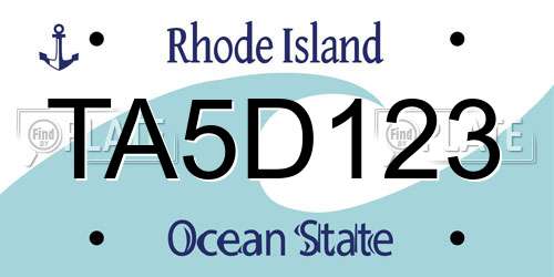 TA5D123 Rhode Island License Plate