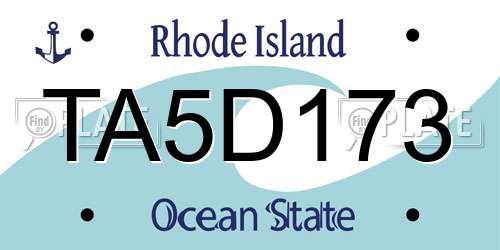 TA5D173 Rhode Island License Plate