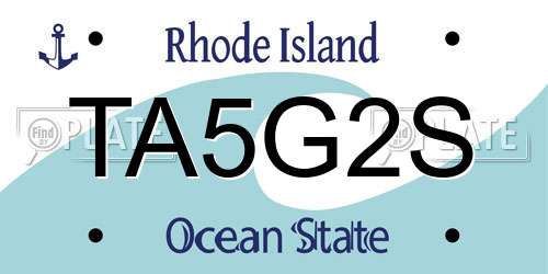 TA5G2S Rhode Island License Plate