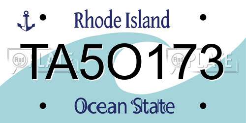 TA5O173 Rhode Island License Plate