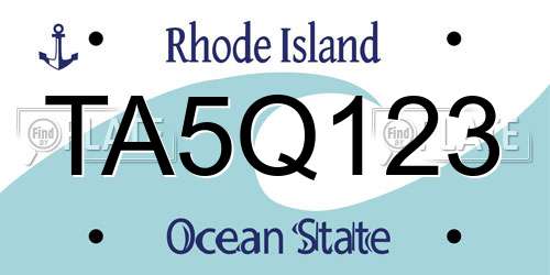 TA5Q123 Rhode Island License Plate