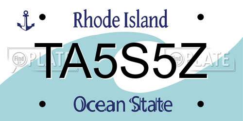 TA5S5Z Rhode Island License Plate