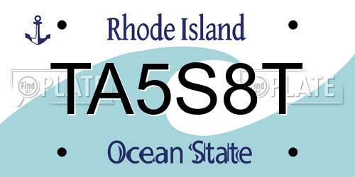 TA5S8T Rhode Island License Plate