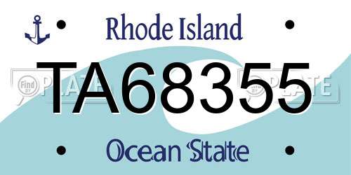 TA68355 Rhode Island License Plate