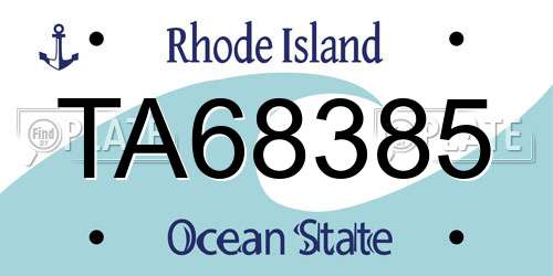 TA68385 Rhode Island License Plate