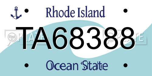 TA68388 Rhode Island License Plate