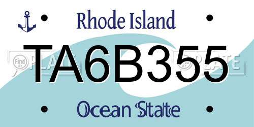 TA6B355 Rhode Island License Plate
