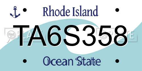 TA6S358 Rhode Island License Plate
