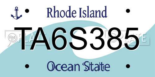 TA6S385 Rhode Island License Plate