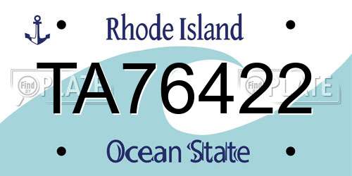 TA76422 Rhode Island License Plate