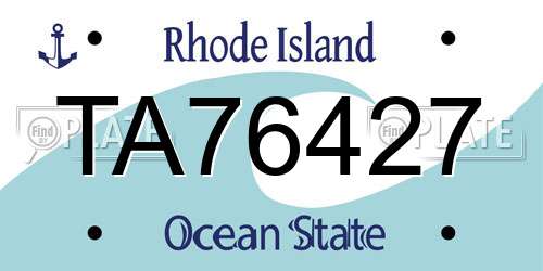 TA76427 Rhode Island License Plate