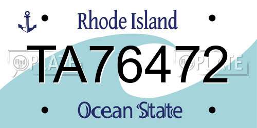 TA76472 Rhode Island License Plate