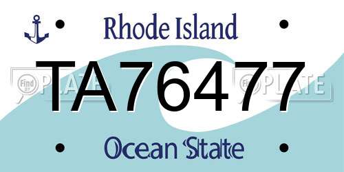 TA76477 Rhode Island License Plate